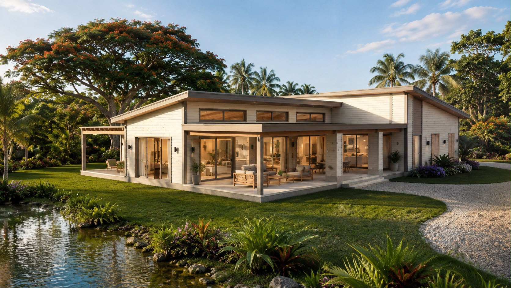 Wooden home in a tropical environment